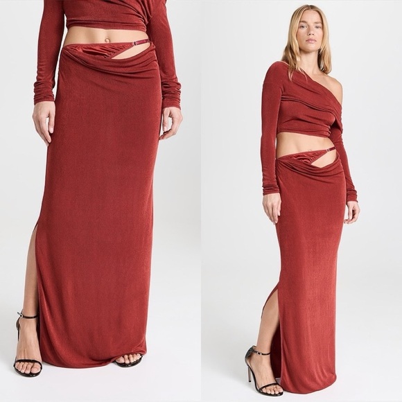NWT ANNA OCTOBER Kerry Terracotta Lingerie Maxi Skirt Sz L - Picture 1 of 6